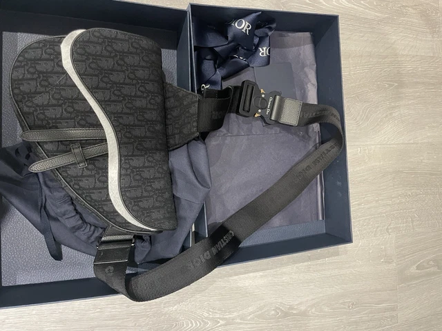 Dior saddle bag black canvas deals