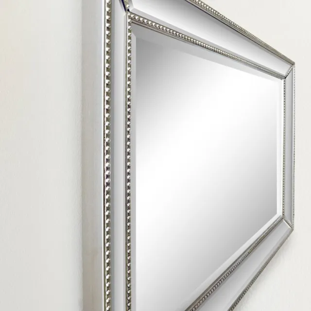 Bellaterra Home 802032-M 24 in. Rectangle Silver Beaded Frame Mirror
