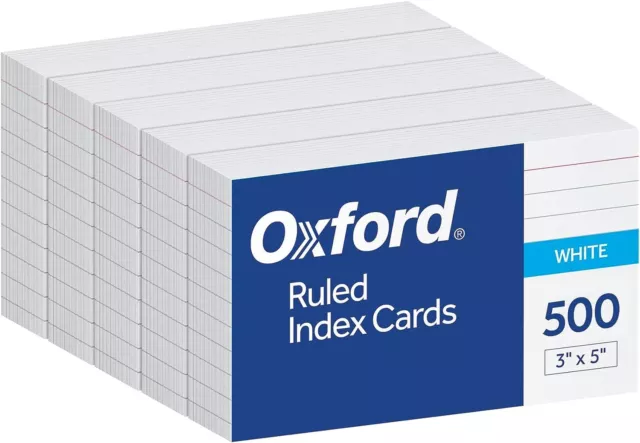 Oxford Index Cards, 500 Pack, 4X6 Index Cards, Blank on Both Sides, White 5 Pack