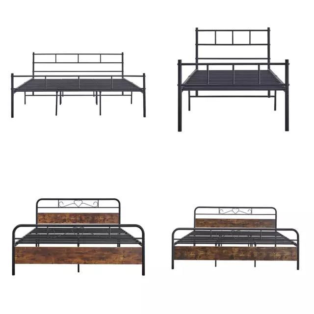 Foret Bed Frame Metal  Queen Double King Single Size Wooden Headboard Steel Base