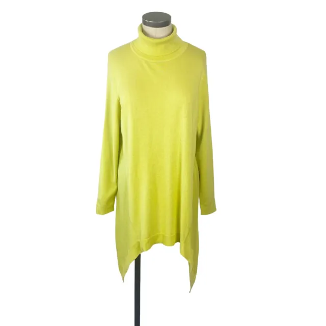 CHICOS FEATHERWEIGHT TURTLENECK Tunic Sweater Large (2) Chartreuse ...
