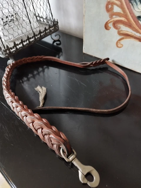 Fouet De Cowboy Ancien En Cuir Tressé - Bullwhip - Occasion