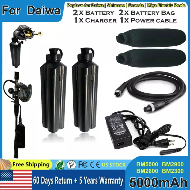 DAIWA TANACOM 1000 Electric Fishing Reel Battery 5Ah BM2900 BM2600 Charger  Cable $129.90 - PicClick