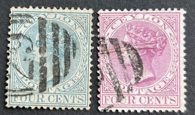 Ceylon, 1872-80, 4c gray and 4c rosy-mauve, used, wmk CrownCC, SG122,123