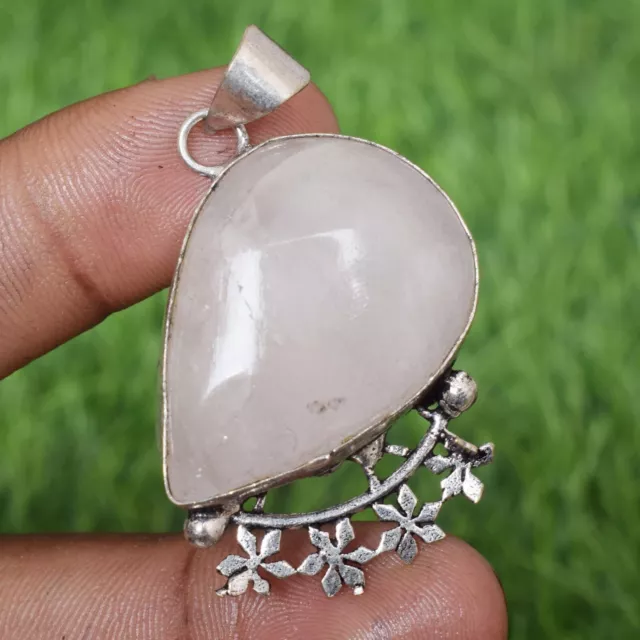 Rose Quartz  Gemstone 925 Silver Plated Pendant Wr2530