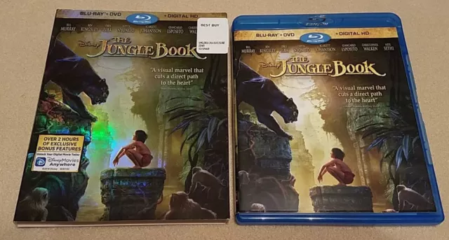 THE JUNGLE BOOK (Blu-ray, DVD, 2016) w/slipcover, Live Action Bill ...
