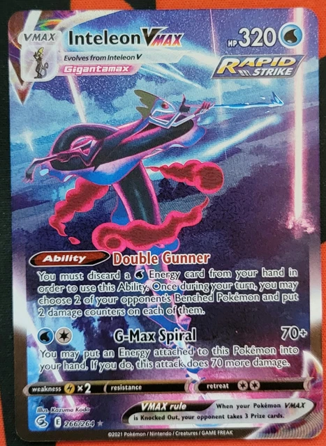 Pokemon TCG Fusion Strike Inteleon Vmax 266/264 Alt Art Holo Rare NM Fresh Pull