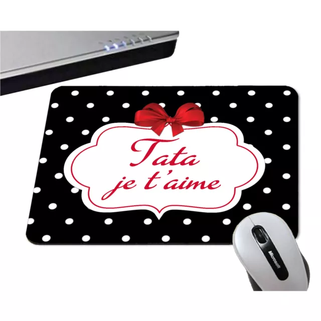 Tapis De Souris Tata Je T'aime - Pour Une Super Tante - 3 Couleurs Dispo - Pc