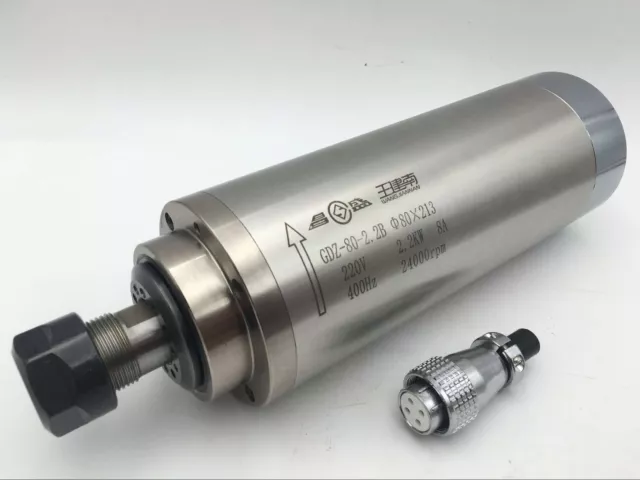 2.2KW Spindle Motor 3Bearings Water-Cooled ER20 80mm 220V CNC Router Engraving