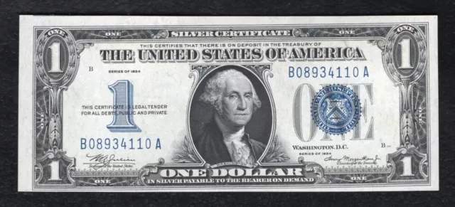 Fr. 1606 1934 $1 One Dollar “Funnyback” Silver Certificate Note Uncirculated (C)