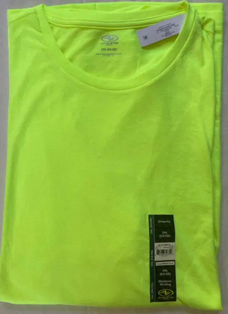 NEW ATHLETIC WORKS Mens 3X / 54-56 LONG Sleeve Safety Neon Yellow T ...
