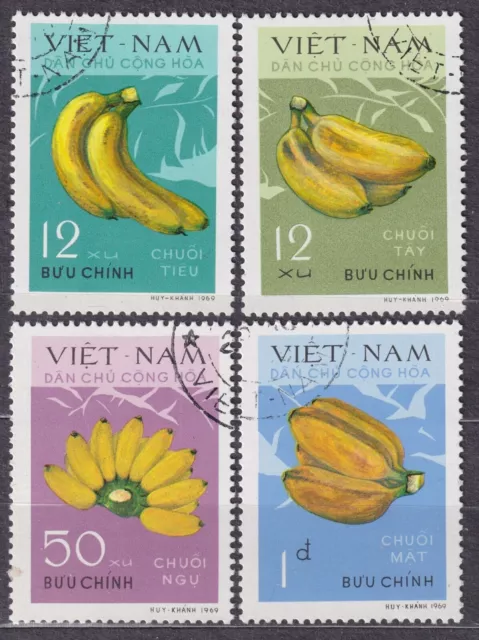 VIETNAM North 1970 SC#607/10 used set, Bananas.