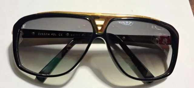 Louis Vuitton Z0350W 93L CE evidence men sunglasses Black, Gold Tone Great  Shape