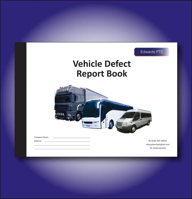 VEHICLE DEFECT REPORT Book - 25 Part Duplicate - A5 Size £3.50 ...