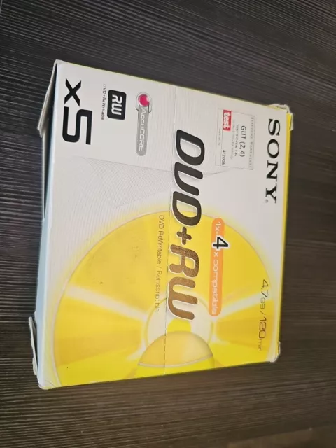 5 x Sony DVD+RW 4,7 GB/120 Min DVD wiederbeschreibbare Discs mit Extras versiegelt