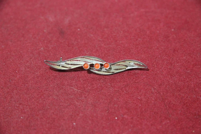 Broche Ancienne En Argent 800‰ - Modèle Orchidée Filigrané - Collection Vintage