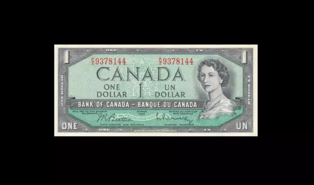 1954 BANK OF CANADA QEII $1 **Beattie & Rasminsky** "P/Z" (( EF+ ))