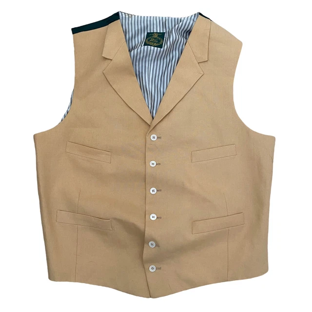 Gilet in vita Pakeman Catto Carter in lino 44"" crema al burro gilet estivo matrimonio