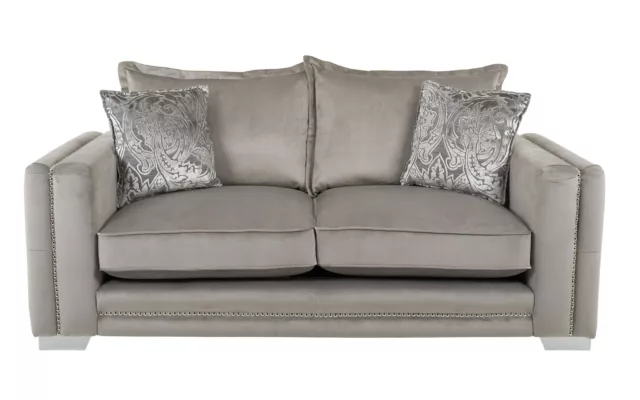 ScS LLB Regency Pluto Pebble Fabric 3 & Chrome Feet 3 Seater Sofa RRP £1799