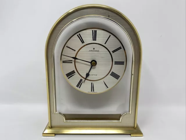 VINTAGE GERMANY JUNGHANS Small Desk BRASS CLOCK Quartz Melody Not Working