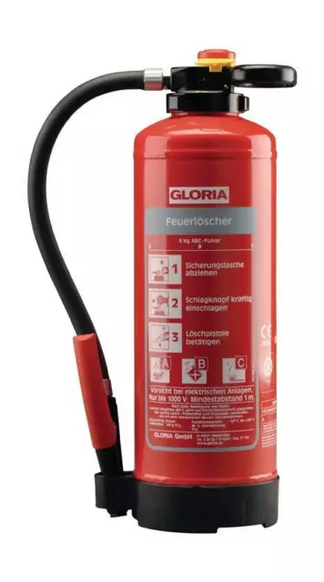 Gloria Auflade Pulverfeuerlöscher PH6PRO 6 kg Brandklasse A/B/C