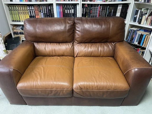 Lucca 2 Seater Sisi Italia Semi Aniline Brown Leather Sofa Tan Sisitalia