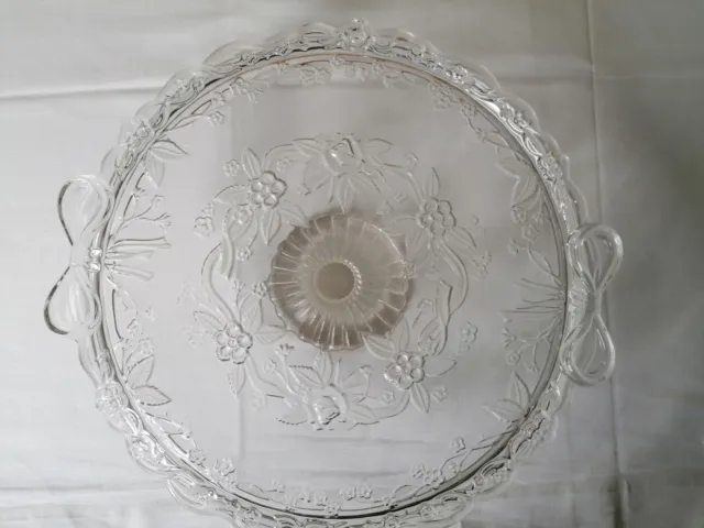 Kuchenplatte Tortenplatte Zierteller mit Fuss Glas Vintage