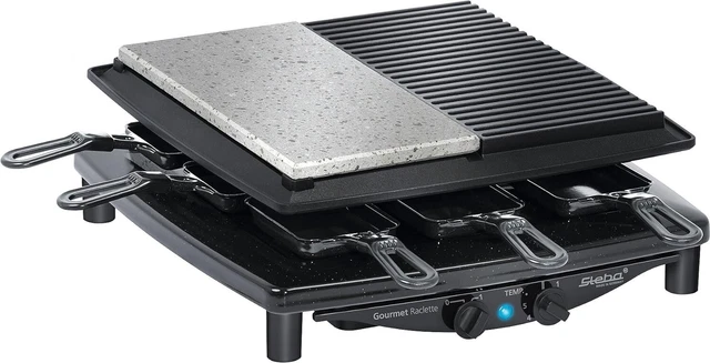 STEBA RC 4 plus deluxe Raclette Raclettegrill Grill Natursteingrill Schwarz
