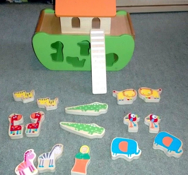 EARLY LEARNING CENTRE Wooden Noahs Ark Shape Sorter Toy Animals £8.50