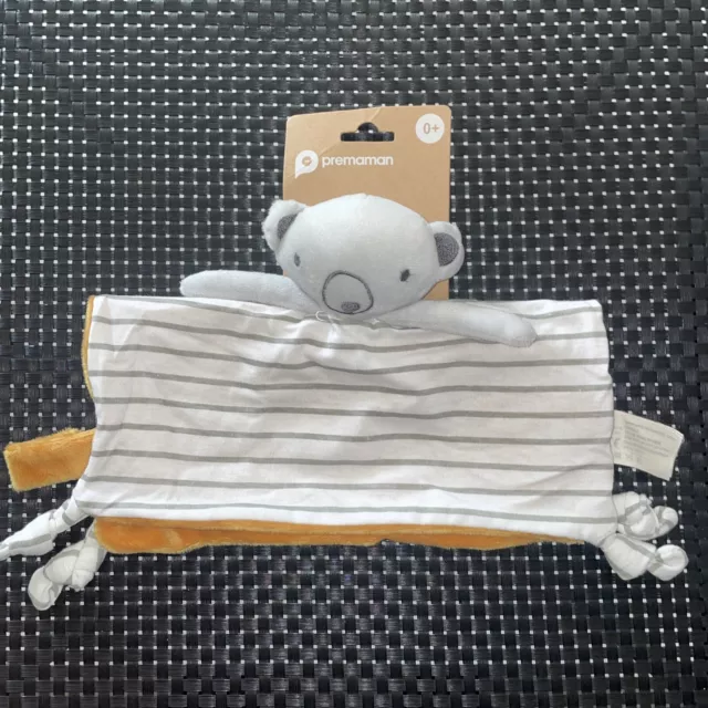 Ca6 Doudou Plat Carré  Orchestra Premaman Ours Blanc Gris Moutarde Rayé Neuf