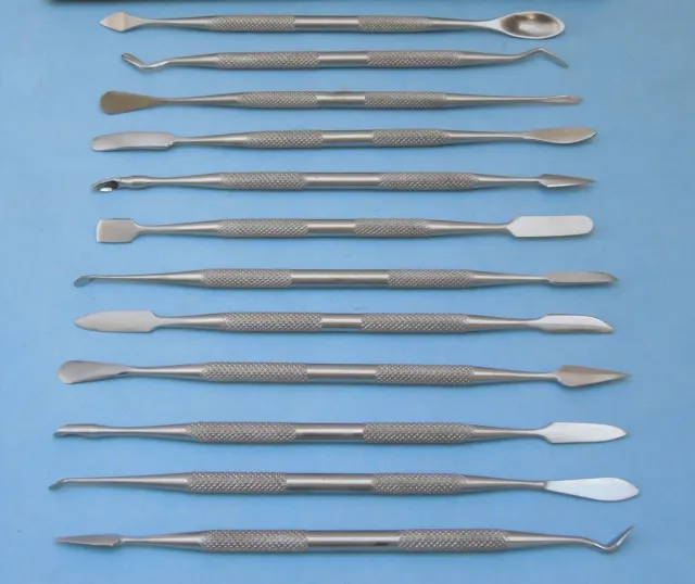 12PC Stainless Steel Wax Carvers Carving Sculptor Dental Probes Pick Tool Set UK