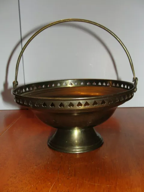 Vintage Solid Brass Basket Planter Pot Trinket Candy Soap Dish Serving Bowl