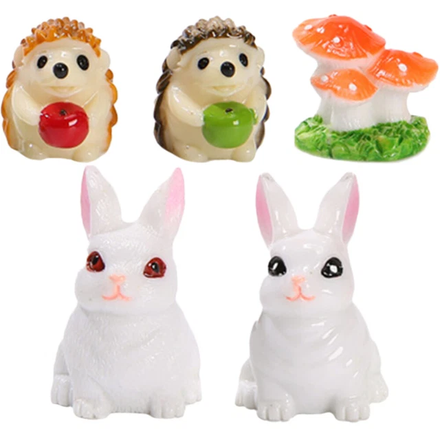 5 Pcs Resin Small Bunny Decor Miniature Animal Figurines Small Bunny Toys