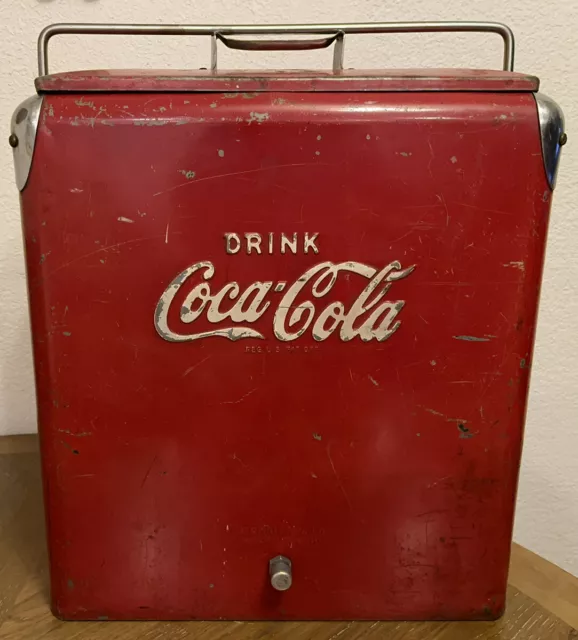 Vintage Coca Cola Coke Soda Metal Cooler No Tray TempRite Patina Red Beer 1950’s