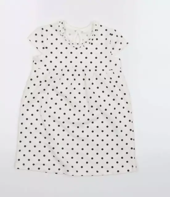 George Girls Black Polka Dot Cotton T-Shirt Dress Size 18-24 Months Crew Neck Bu