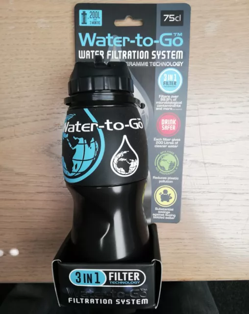 Water To Go Filter Bottle Filtration Removes 99.99% Bacteria 75cl 2