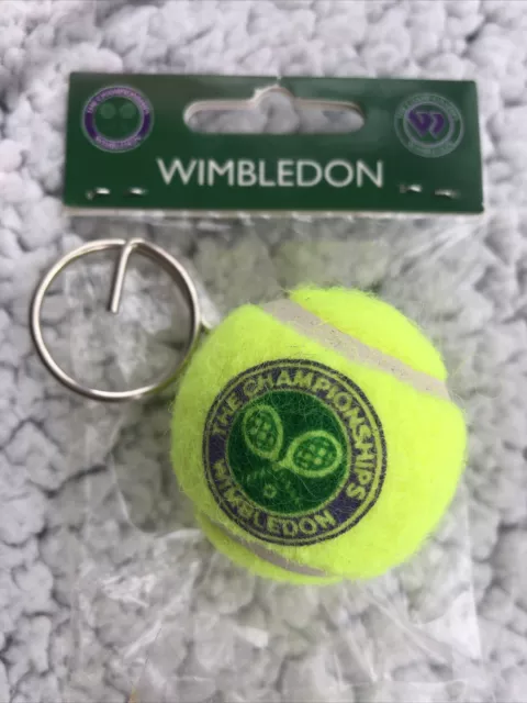 WIMBLEDON TENNIS Official Tennis Ball Keyring Crossed Rackets Logo
