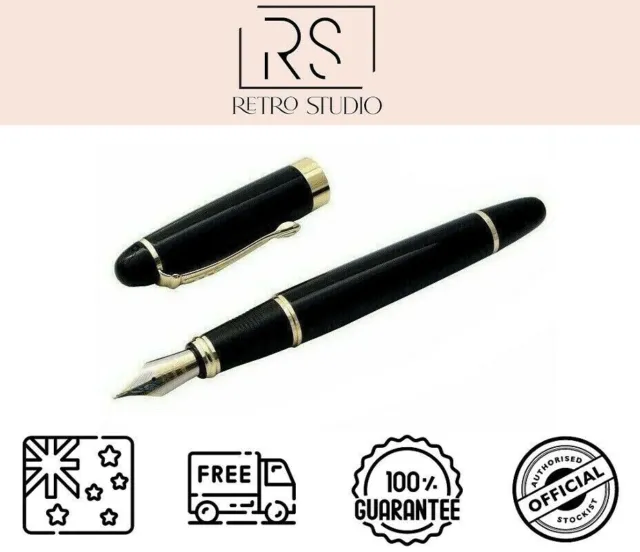 Jinhao Medium Nib Black Fountain Pen X450 + 10 Ink Cartridges + Converter Black