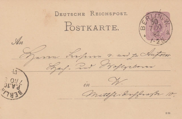 Ganzsache 1892 von Berlin
