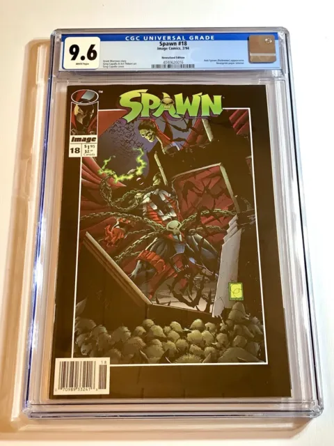 1995 Spawn #18 *SCARCE* NEWSSTAND Variant CGC 9.6 White Pages Census POP 3