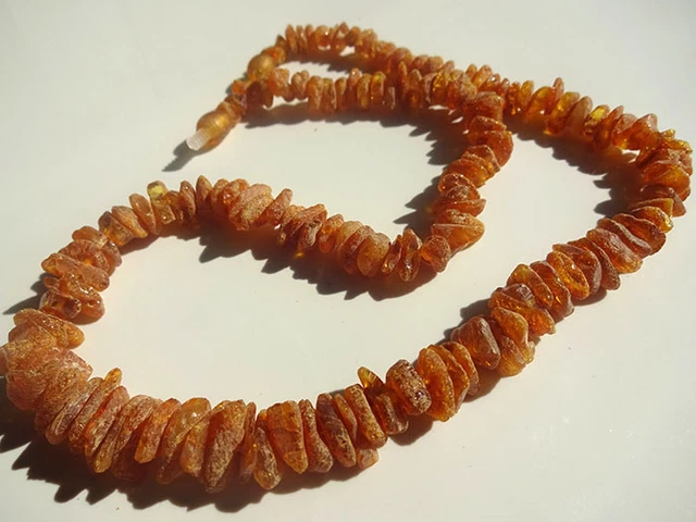 Collier En Véritable Ambre De La Baltique - Longueur 50.8cm (50cm) - Cognac - Naturel