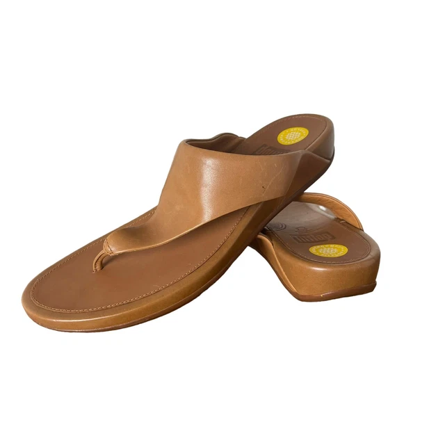 FitFlop leather thong sandal tan casual comfort summer slip on euro 42 US 11