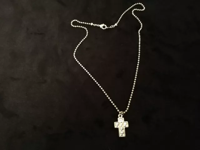 chaîne en argent plaqué ancienne vintage pendentif croix