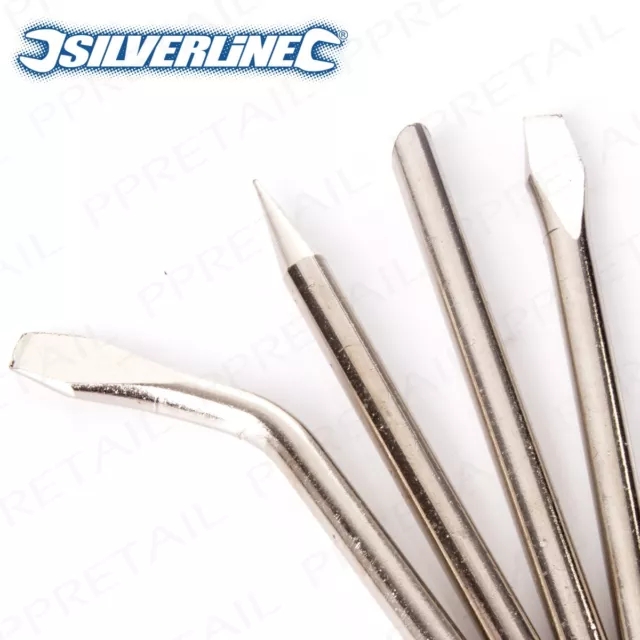 4Pc SILVERLINE SOLDERING IRON TIPS 60W Spare Pointed Bent Chisel Cut-Off Tool