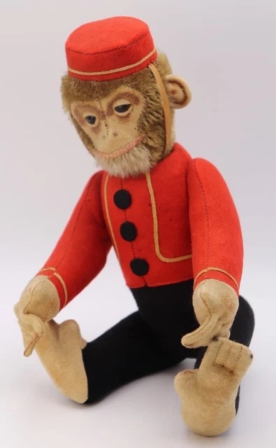 ANTIQUE 1920S SCHUCO Yes/No Bellhop Monkey Mohair Mechanical