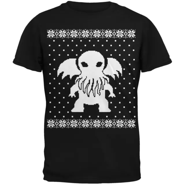 Big Cthulhu Ugly Lovecraft Christmas Sweater Black Youth T-Shirt