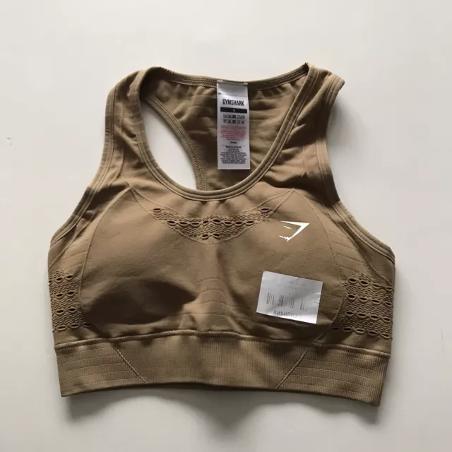 Gymshark Womens Light Brown Energy Seamless Sports Bra Size S