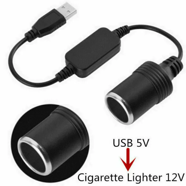 USB Port 12V Car Cigarette Lighter Socket Power Female Converter Adapter Cable