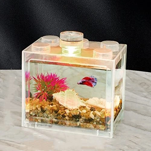 2pack Small Betta Fish Tank,Small Fish Tank Plastic Fish 2pack-small-clear