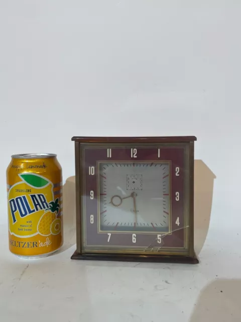 VTG ELEXA USA Art Deco Lucite Wind Up Desk Table Clock PARTS or REPAIR